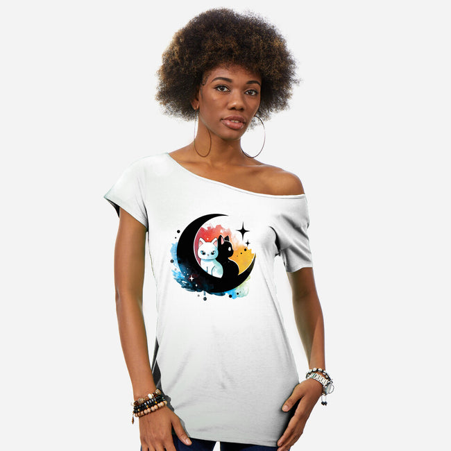 Moon Color Kittens-Womens-Off Shoulder-Tee-Vallina84