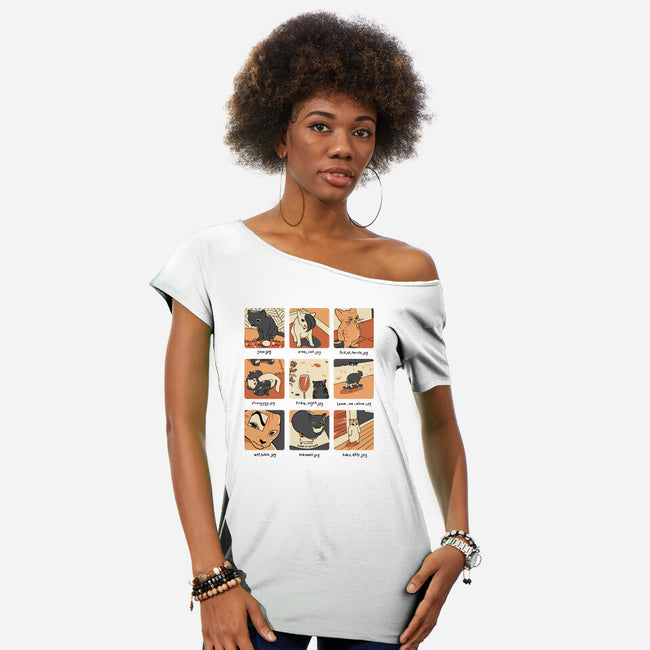 Cat Meme-Womens-Off Shoulder-Tee-yumie