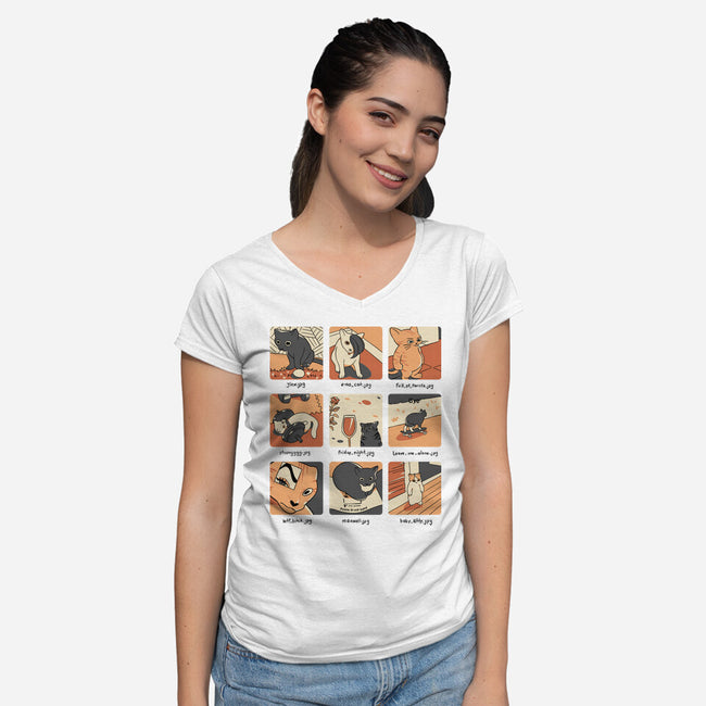 Cat Meme-Womens-V-Neck-Tee-yumie