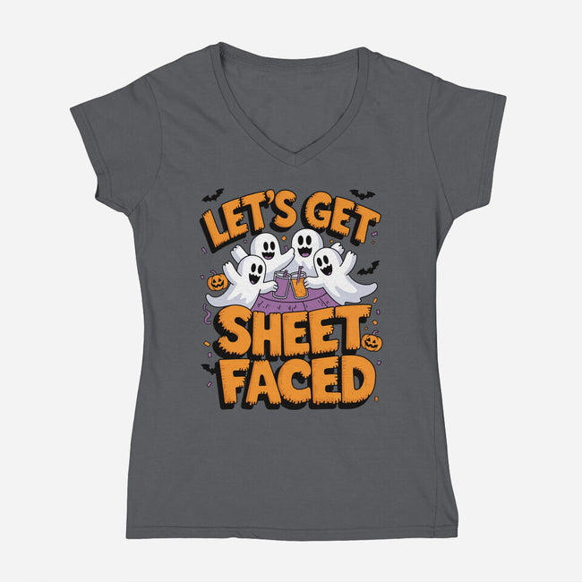 Let's Get Sheet Faced-Womens-V-Neck-Tee-Kordiush