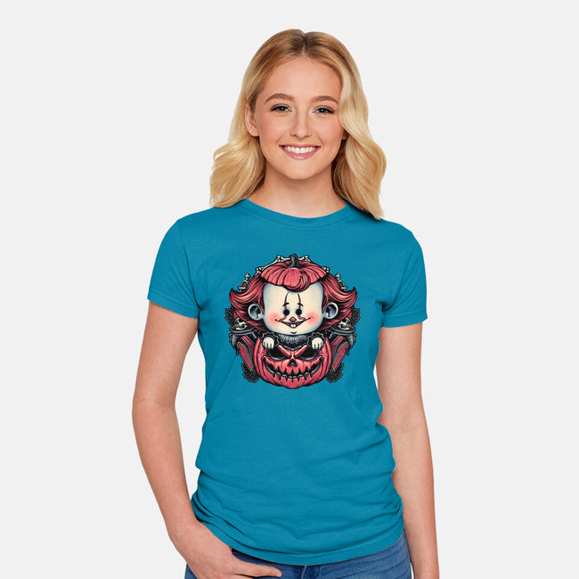 Cute Little Clown-Womens-Fitted-Tee-glitchygorilla