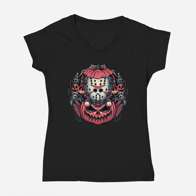 Cute Little Camper-Womens-V-Neck-Tee-glitchygorilla