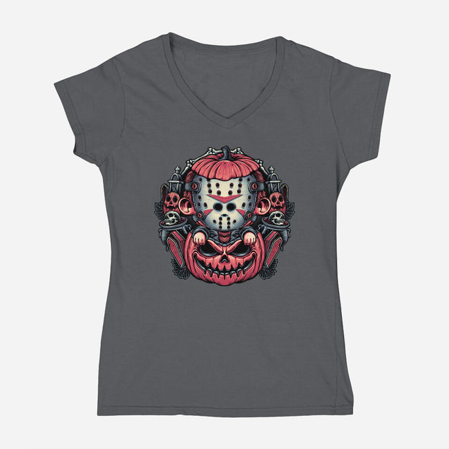 Cute Little Camper-Womens-V-Neck-Tee-glitchygorilla