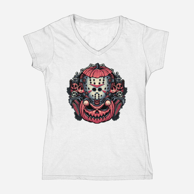 Cute Little Camper-Womens-V-Neck-Tee-glitchygorilla