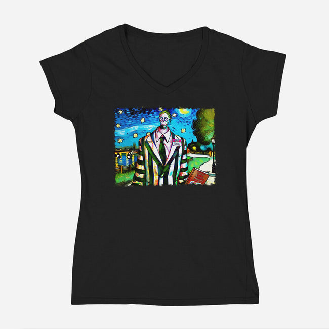 Bob Van Gogh-Womens-V-Neck-Tee-Millersshoryotombo