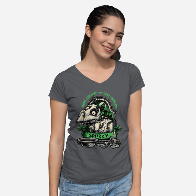 Halloween Dog-Womens-V-Neck-Tee-glitchygorilla