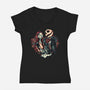 Skeleton Love-Womens-V-Neck-Tee-glitchygorilla