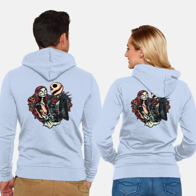 Skeleton Love-Unisex-Zip-Up-Sweatshirt-glitchygorilla