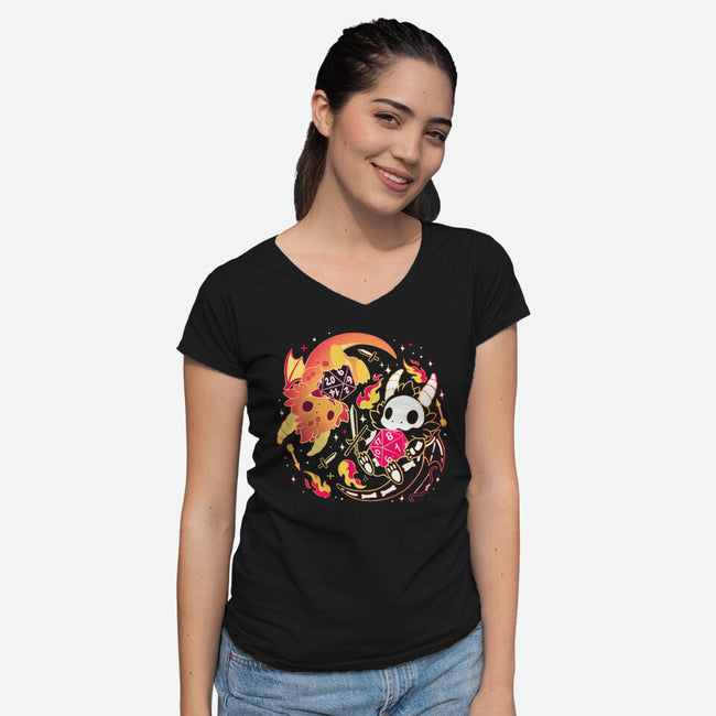 Winner Loser Dice Dragon-Womens-V-Neck-Tee-Vallina84