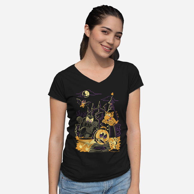 Jigging Into Madness-Womens-V-Neck-Tee-Henrique Torres