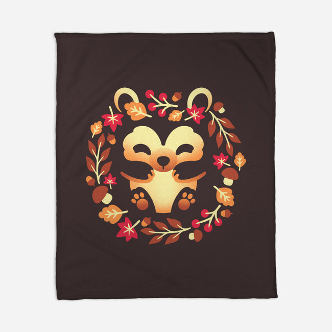 Cute Autumn Hedgehog-None-Fleece-Blanket-NemiMakeit