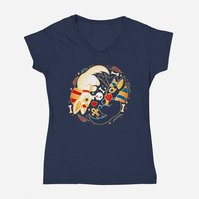 Egyptian Dogs-Womens-V-Neck-Tee-Vallina84