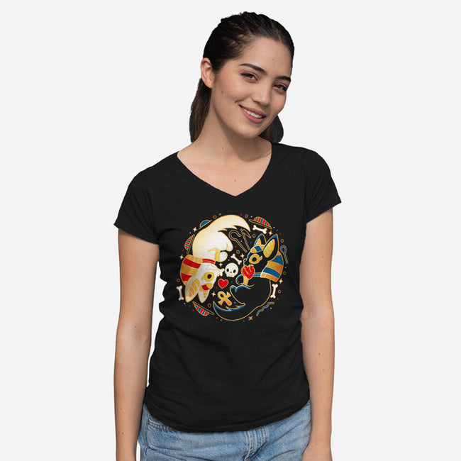 Egyptian Dogs-Womens-V-Neck-Tee-Vallina84