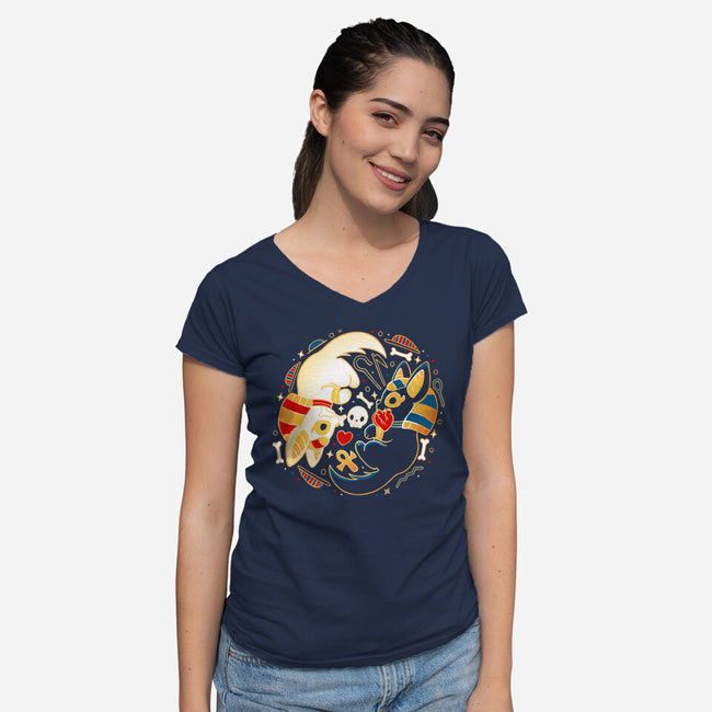 Egyptian Dogs-Womens-V-Neck-Tee-Vallina84