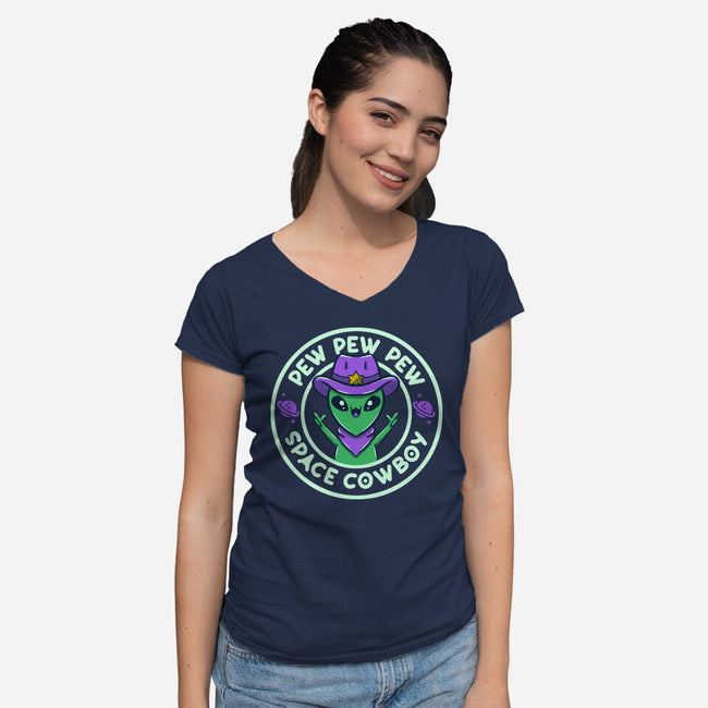 Pew Pew Space Cowboy-Womens-V-Neck-Tee-tobefonseca