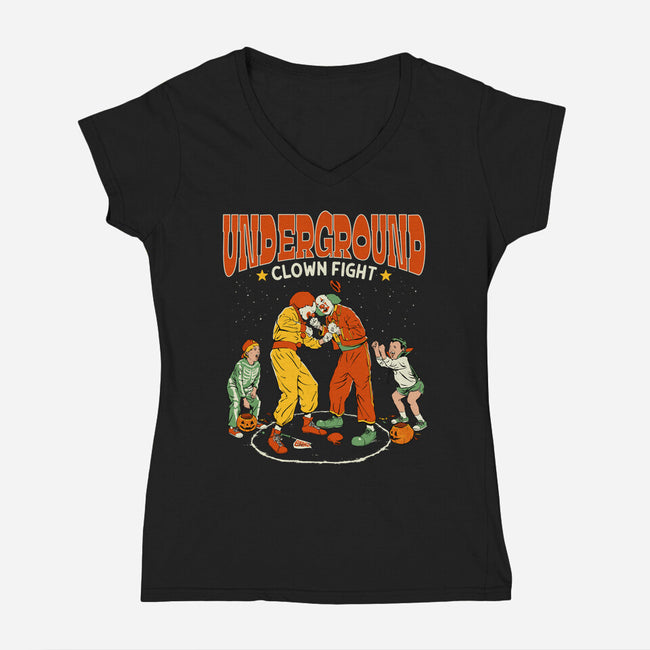 Clown Fight-Womens-V-Neck-Tee-Hafaell