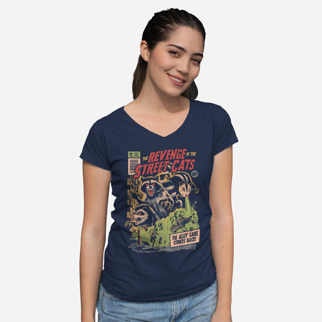 Revenge Of The Street Cats-Womens-V-Neck-Tee-eduely