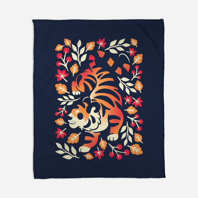 Autumn Cute Tiger-None-Fleece-Blanket-NemiMakeit