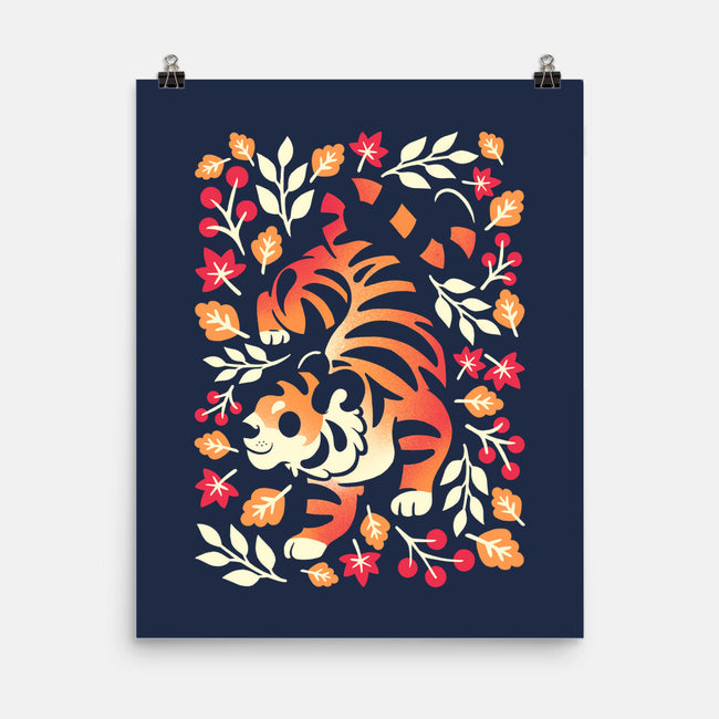 Autumn Cute Tiger-None-Matte-Poster-NemiMakeit