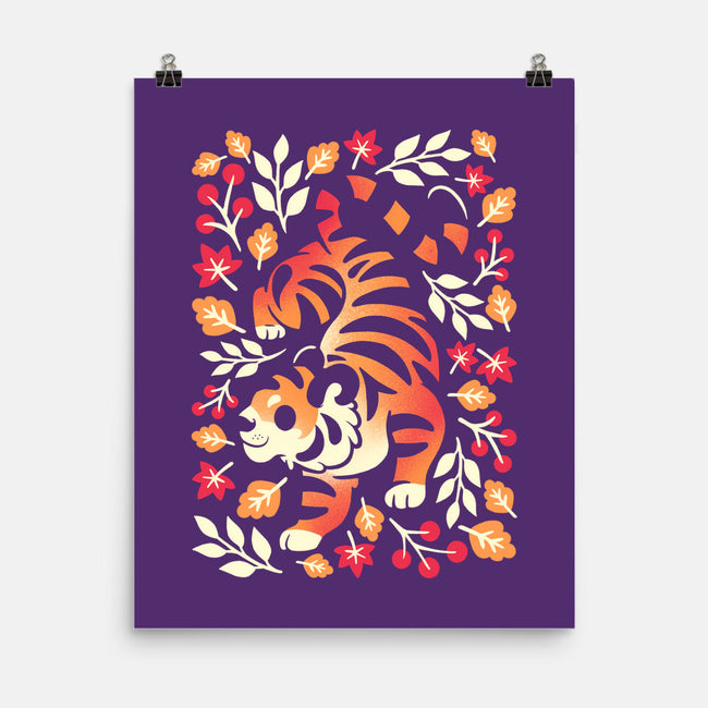 Autumn Cute Tiger-None-Matte-Poster-NemiMakeit