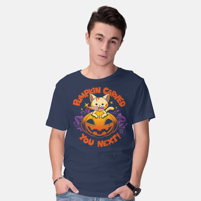 Pumpkin Carved You Next-Mens-Basic-Tee-worlddominationforcats