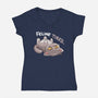 Feline Tired-Womens-V-Neck-Tee-TechraNova