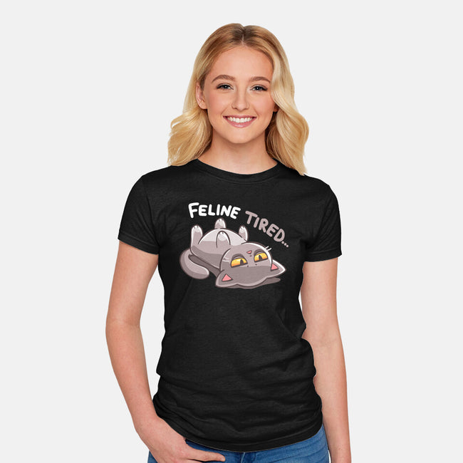 Feline Tired-Womens-Fitted-Tee-TechraNova