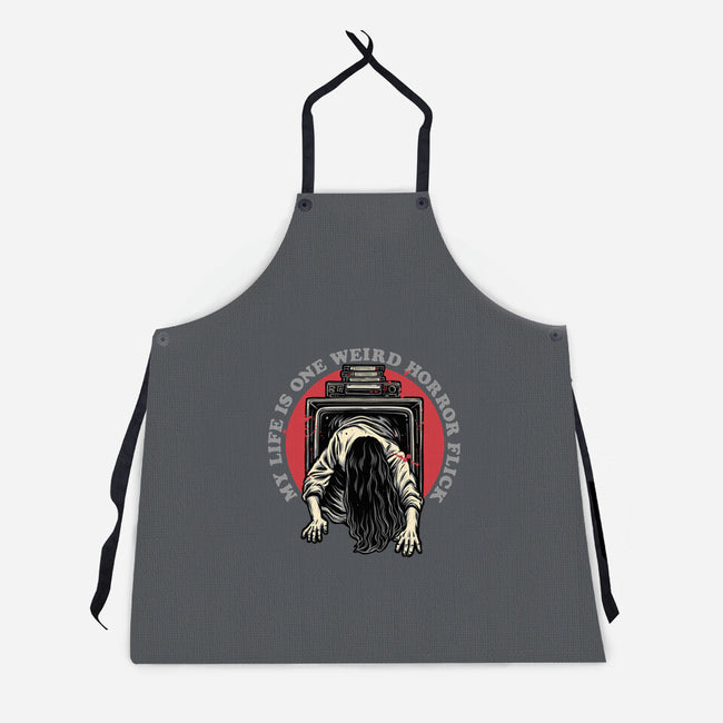 One Big Horror Flick-Unisex-Kitchen-Apron-glitchygorilla