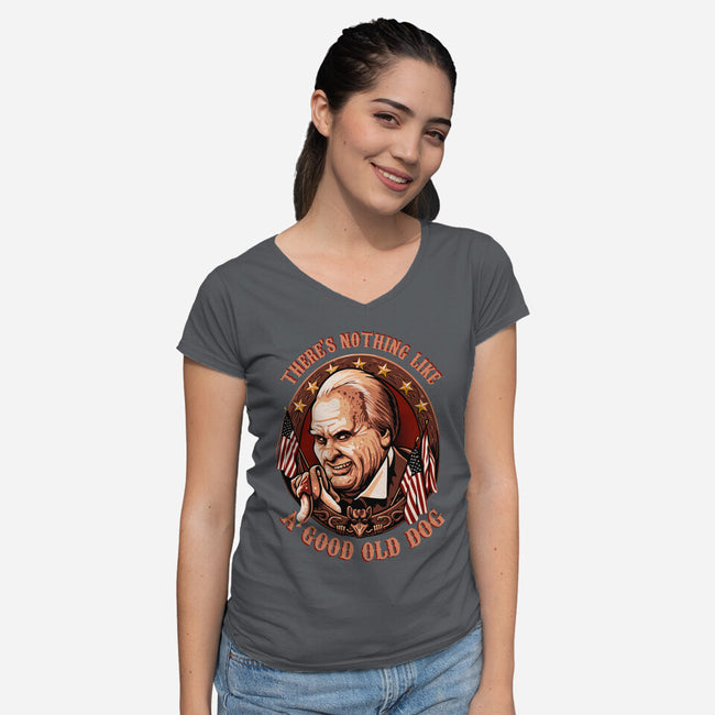 Good Old Dog-Womens-V-Neck-Tee-daobiwan