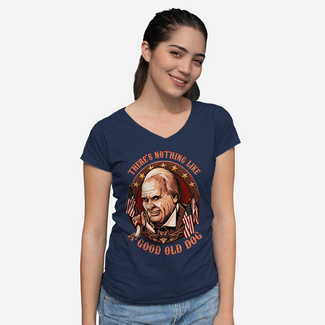 Good Old Dog-Womens-V-Neck-Tee-daobiwan