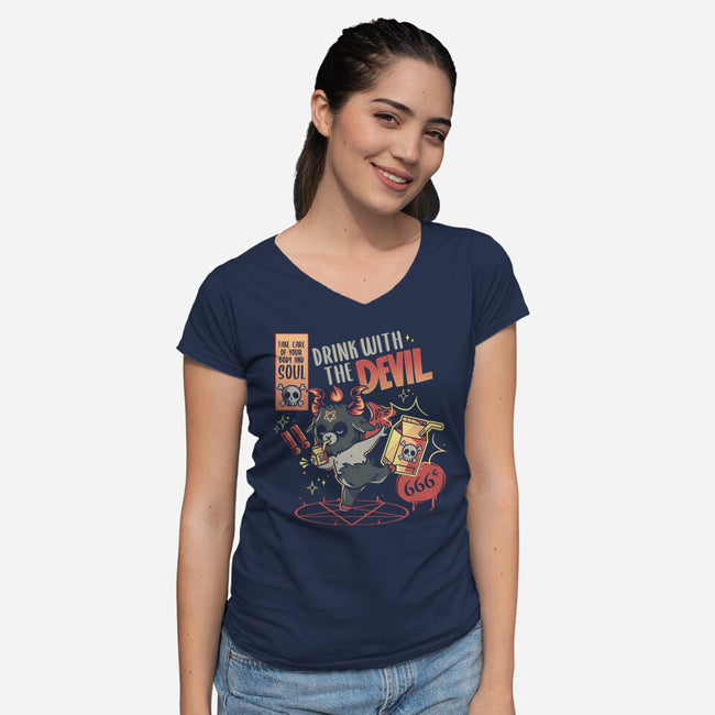 Drink With The Devil-Womens-V-Neck-Tee-yumie