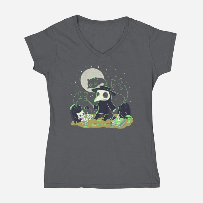 Playing With My Demons-Womens-V-Neck-Tee-yumie