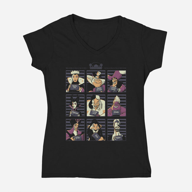 Most Wanted Villains-Womens-V-Neck-Tee-yumie