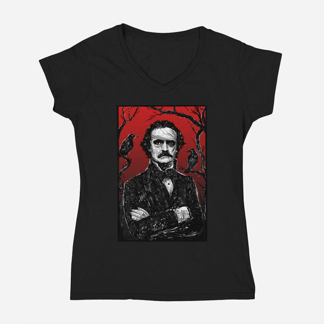 The Poet-Womens-V-Neck-Tee-kharmazero