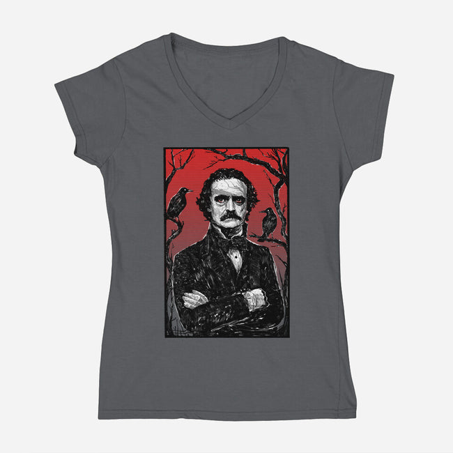 The Poet-Womens-V-Neck-Tee-kharmazero