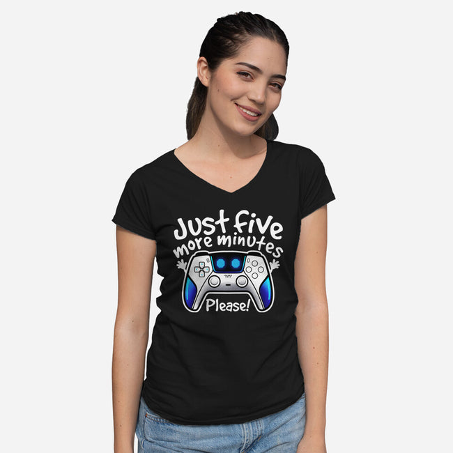 Just Five More Minutes Astro-Womens-V-Neck-Tee-NemiMakeit