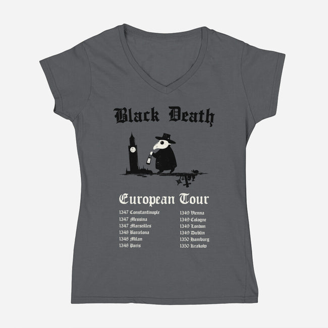 Black Death European Tour-Womens-V-Neck-Tee-Mattania