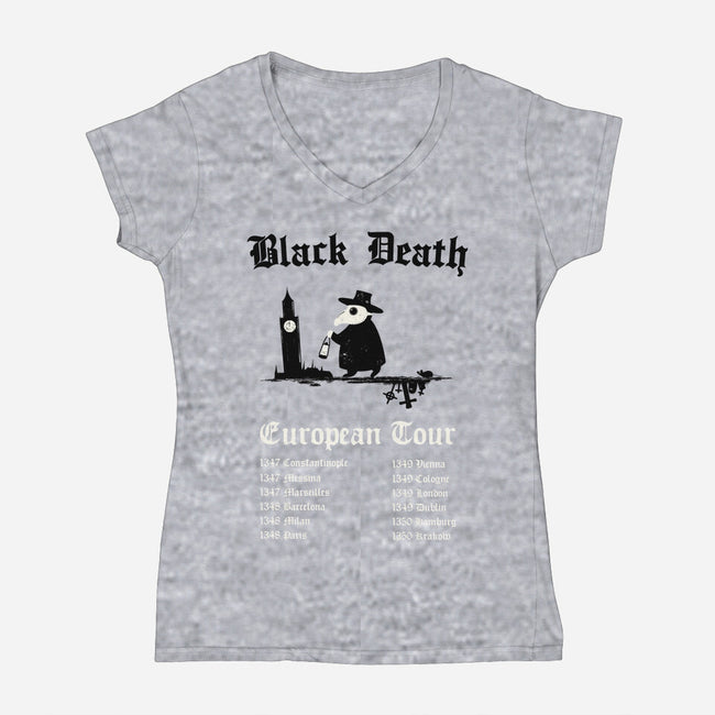 Black Death European Tour-Womens-V-Neck-Tee-Mattania