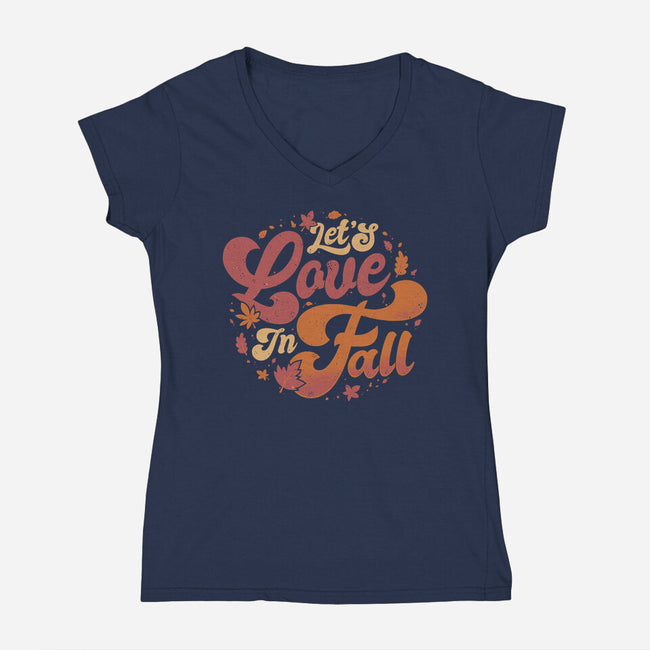 Let's Love In Fall-Womens-V-Neck-Tee-teesgeex