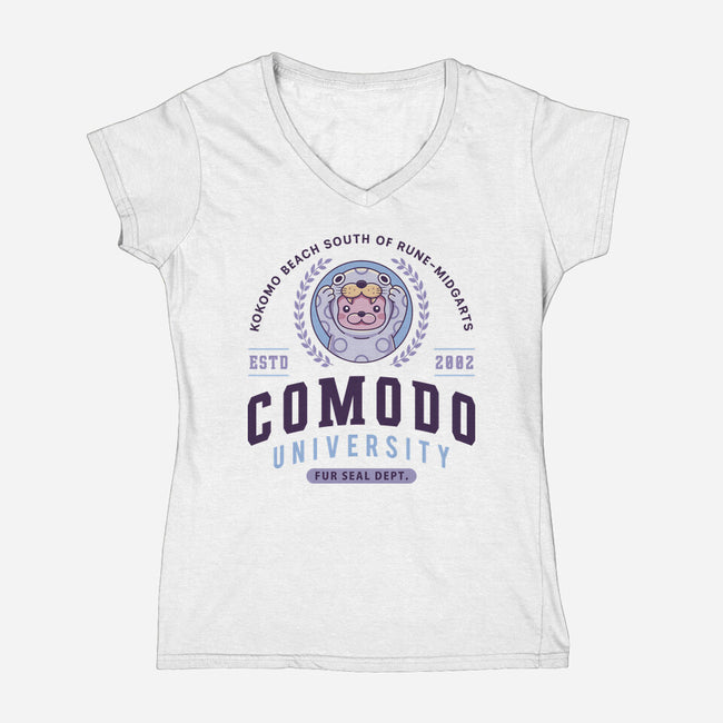 Comodo University-Womens-V-Neck-Tee-LAGELANTEE