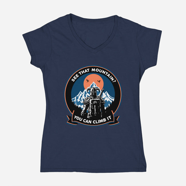 Skyrim Expedition Patch-Womens-V-Neck-Tee-Dylon_G