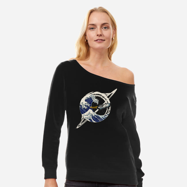 Interstellar Kanagawa Wave-Womens-Off Shoulder-Sweatshirt-Dylon_G