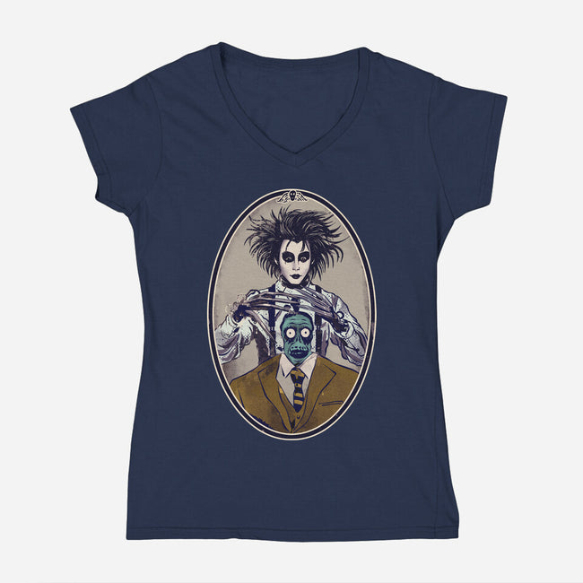 Gothic Barber-Womens-V-Neck-Tee-Diego Gurgell