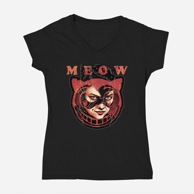 The Cat Said Meow-Womens-V-Neck-Tee-glitchygorilla