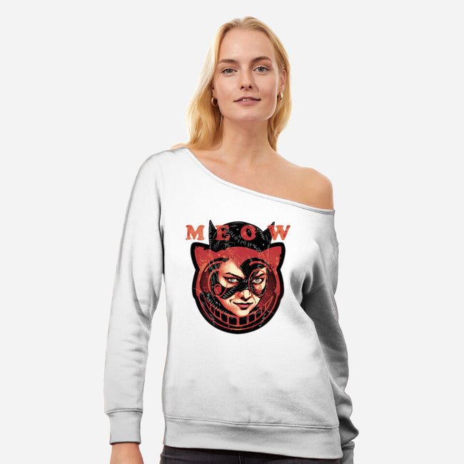 The Cat Said Meow-Womens-Off Shoulder-Sweatshirt-glitchygorilla