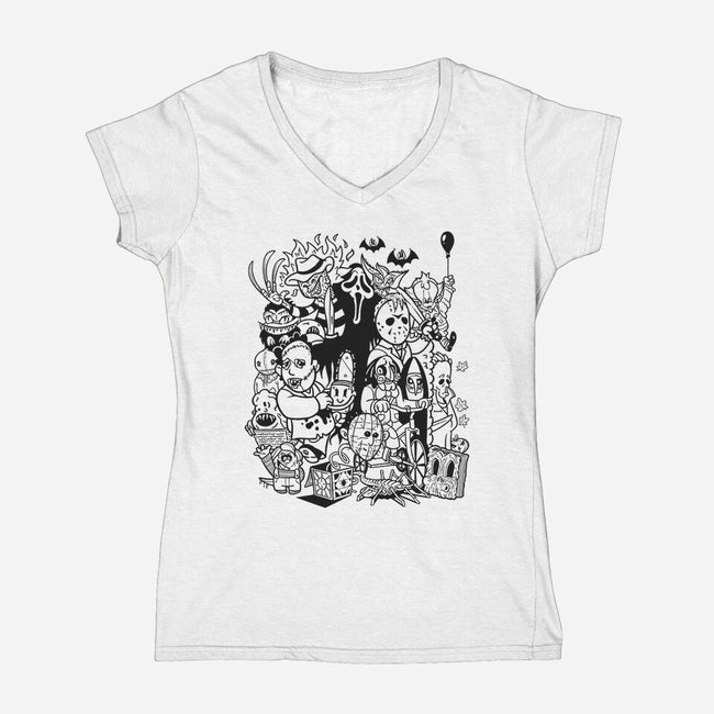 Nightmare Doodles-Womens-V-Neck-Tee-Getsousa!