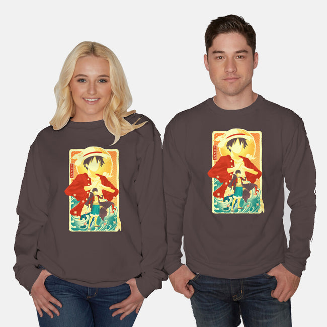 Great Wave Luffy-Unisex-Crew Neck-Sweatshirt-hypertwenty