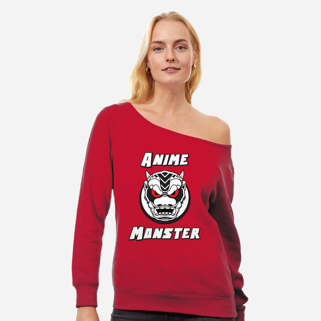 Anime Monster Logo-Womens-Off Shoulder-Sweatshirt-Anime Monster