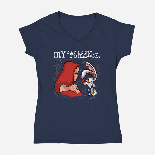 My Cartoon Romance-Womens-V-Neck-Tee-zascanauta