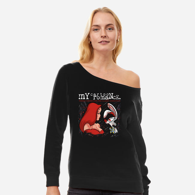 My Cartoon Romance-Womens-Off Shoulder-Sweatshirt-zascanauta